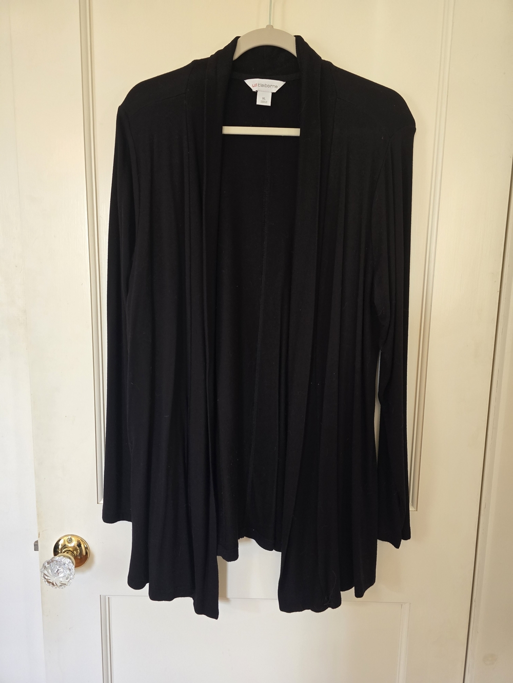 Liz Claiborne Black Open-Front Draped Cardigan XL